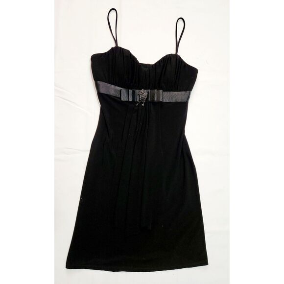 Vintage B. Darlin Size 9/10 Black Dress Spaghetti Straps 90s Beaded - Picture 4 of 8